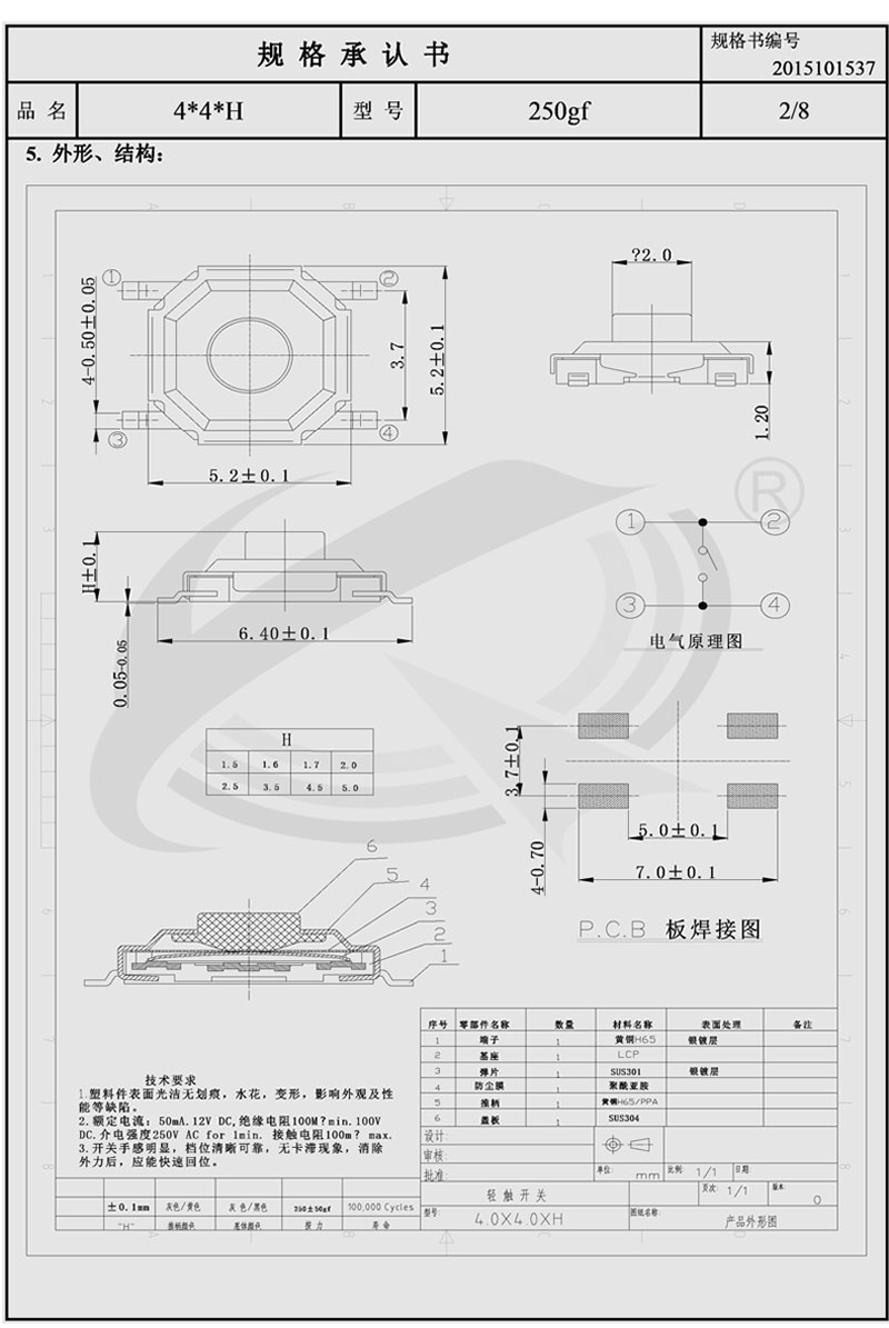 輕觸開關封裝