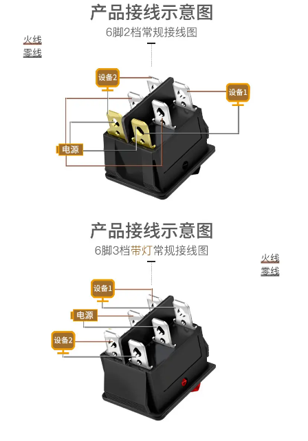 船型開(kāi)關(guān)接線示意圖